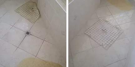 Shower floor before and after