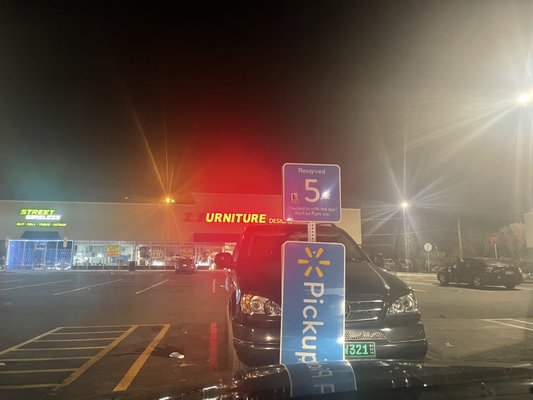 Pick up area in front of the Walmart, there are 10 spots