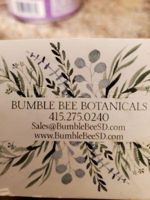 Bumble Bee Botanicals Phine number, email address, and website.