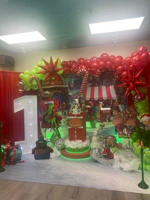 Holiday themed 1st birthday party