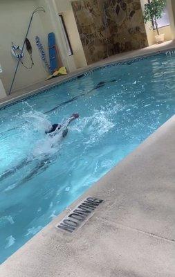 Heated indoor pool at facility