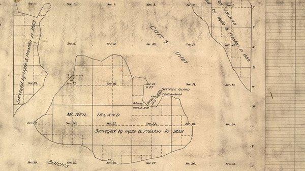 Historic US Government Survey circa 1870s of McNeil Island