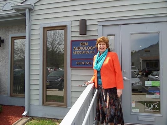 Liz Patterson, Owner/Audiologist, outside of the Voorhees office.