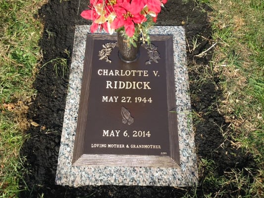 16" x 24" Bronze Memorial with Vase mounted to a 20" x 28" Granite Base. Installed at National Harmony Memorial Park in MD.