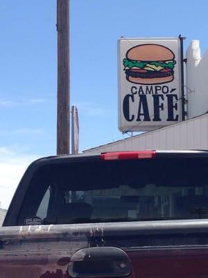 Burger, fries, and pie a la mode. Yum.  Local conversation.  We were welcomed in Campo.