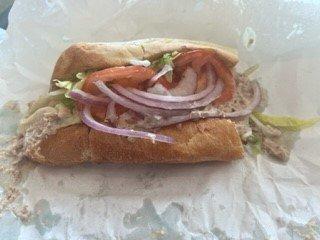 Tuna sub. This is what it looked like when I unwrapped it. Not a good sub.