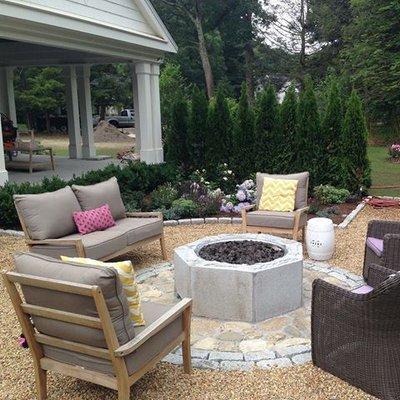 Nice patio with granite fire pit