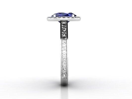 Custom designed Platinum Sapphire Ring designed by Danhov