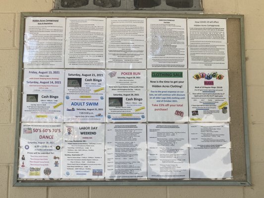 Here's the monthly bulletin board. You can see the activities that they have and another messages they leave for the community.