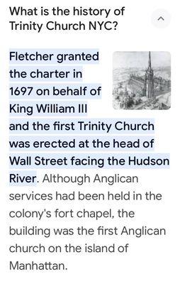 History of: Trinity Church. NYC.