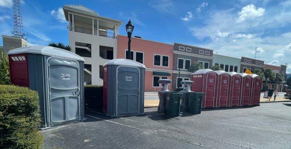 Porta-Potty setup in downtown Ocala