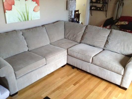 "Before" pic.-the sofa that was making me sick because it was full of chemicals that Michael completely replaced w/Organic stuff