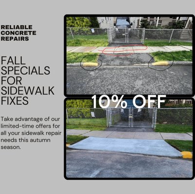 This fall, give your home a solid foundation with our special offer on masonry and concrete repairs. From fixing cracks to restoring surface