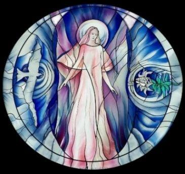 Our Lady of Angels Stained Glass window