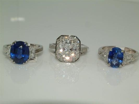 Finest Designs Diamonds and Sapphires Platinum Settings