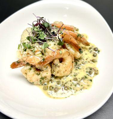 Jumbo Shrimp Scampi with Mushroom Risotto