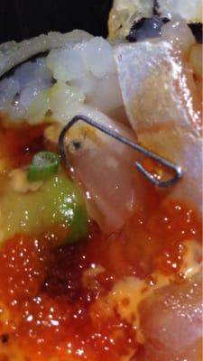 There was a staple and a fuzz-ball in my sushi!!!! So gross!!!