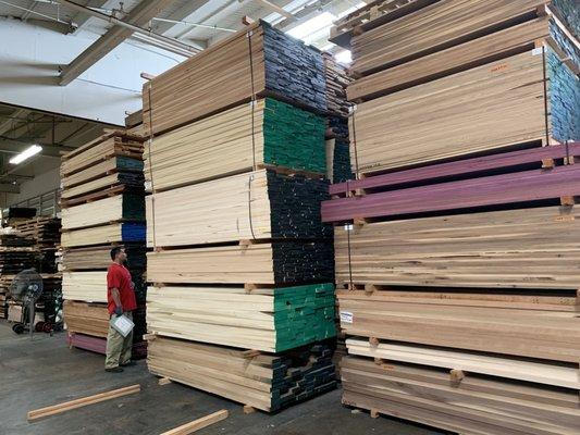 Tall stacks of hardwood