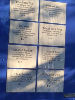 Menu today at Koka Booth Amphitheater 8/5/15