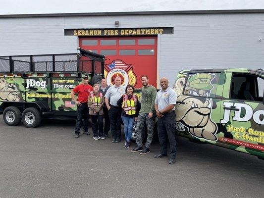 Delivering goods to the Lebanon Fire Dept for tornado victims