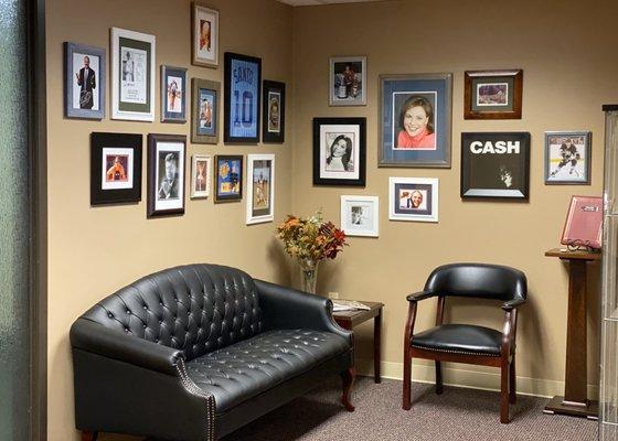 Waiting room, showcasing Dr. Pete's Endocrine Wall of Fame