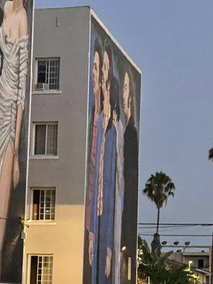 The Beatles 80 Foot Wall Mural on the back of The Derby Apartments on Santa Monica Blvd. & Wilton Pl. in LA