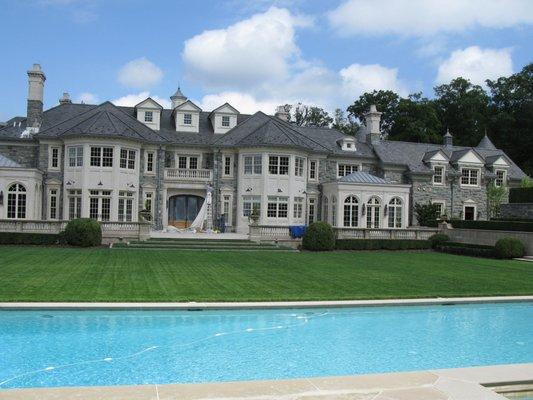 Rear partial view of pool palatial estate we inspected (most expensive house in NJ at the time)