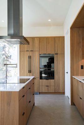 Black walnut flat panel custom Smith & Vallee cabinets