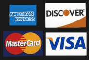 We accept American Express, Discover, MasterCard and Visa