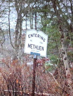 Entering Methuen, Essex County. The other side of this sign is Dracut.