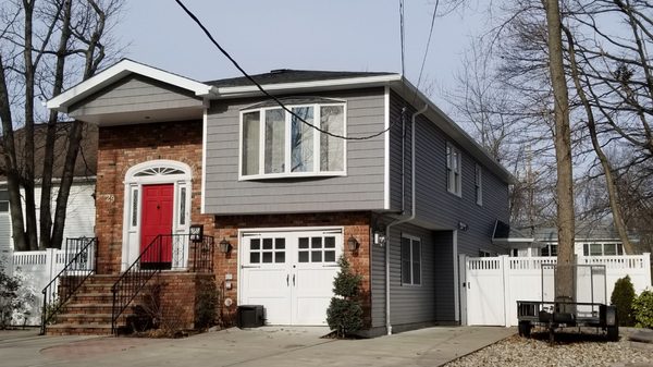 Charcoal Color Siding, White corners, Shake &  more