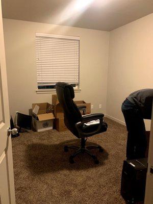 2nd bedroom during move in- pretty spacious. We use as an office