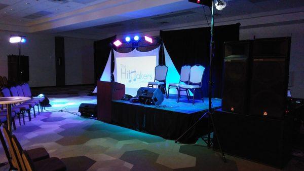 Conference set ups for corporate or convention events.