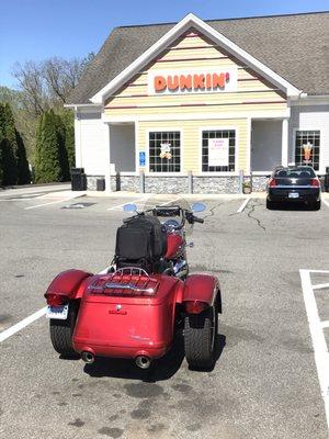 5/10/22  meeting up with a riding buddy. Having a coffee & blueberry muffin.