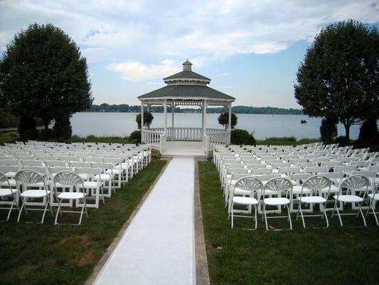 Outdoor wedding setting for 200 guests