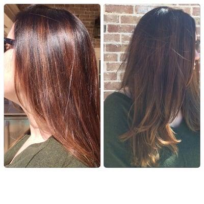 Root touch up and balayage