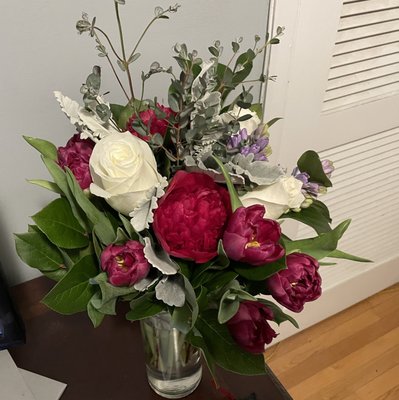 The received flower bouquet