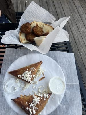 Spinach Pie and Falafel appetizer