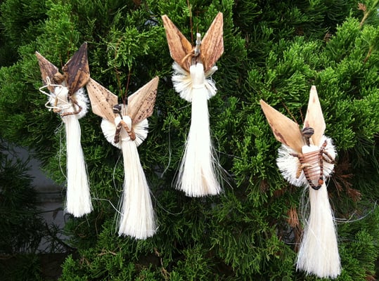 Magoto angels made out of natural materials such as sisal and banana tree bark by the participating women in our programs in rural Kenya.