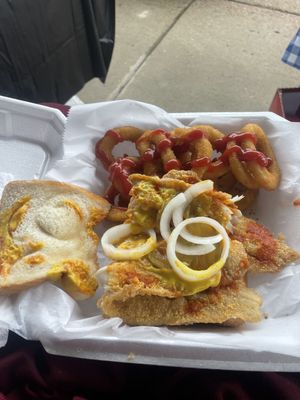 Fish Sandwich and Onion Rings!