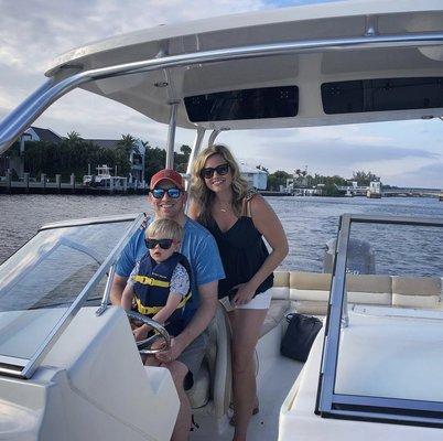 Members enjoying a cruise through the ICW on our 25' Key West Dual console!