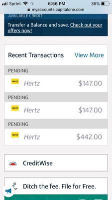 Multiple charges by Hertz that they could not explain and didn't want to address.