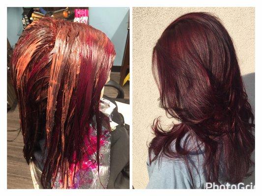 Pop of Red-Violet #funreds#redhead#longlayers