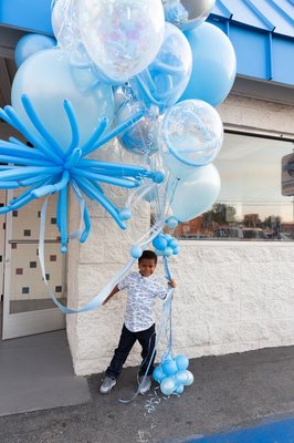 The balloons lasted throughout the party.