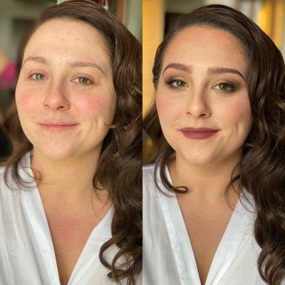 Beautiful bridal makeup before and after