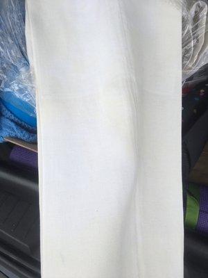 Used chemicals to turn the cream colored pants white!