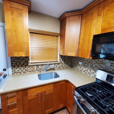 Wood blinds for kitchen