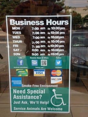 Business hours.