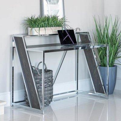 MODERN COMPUTER DESK IN  GREY WITH CHROME