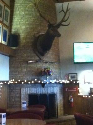 Beautiful Elk above the awesome fireplace....